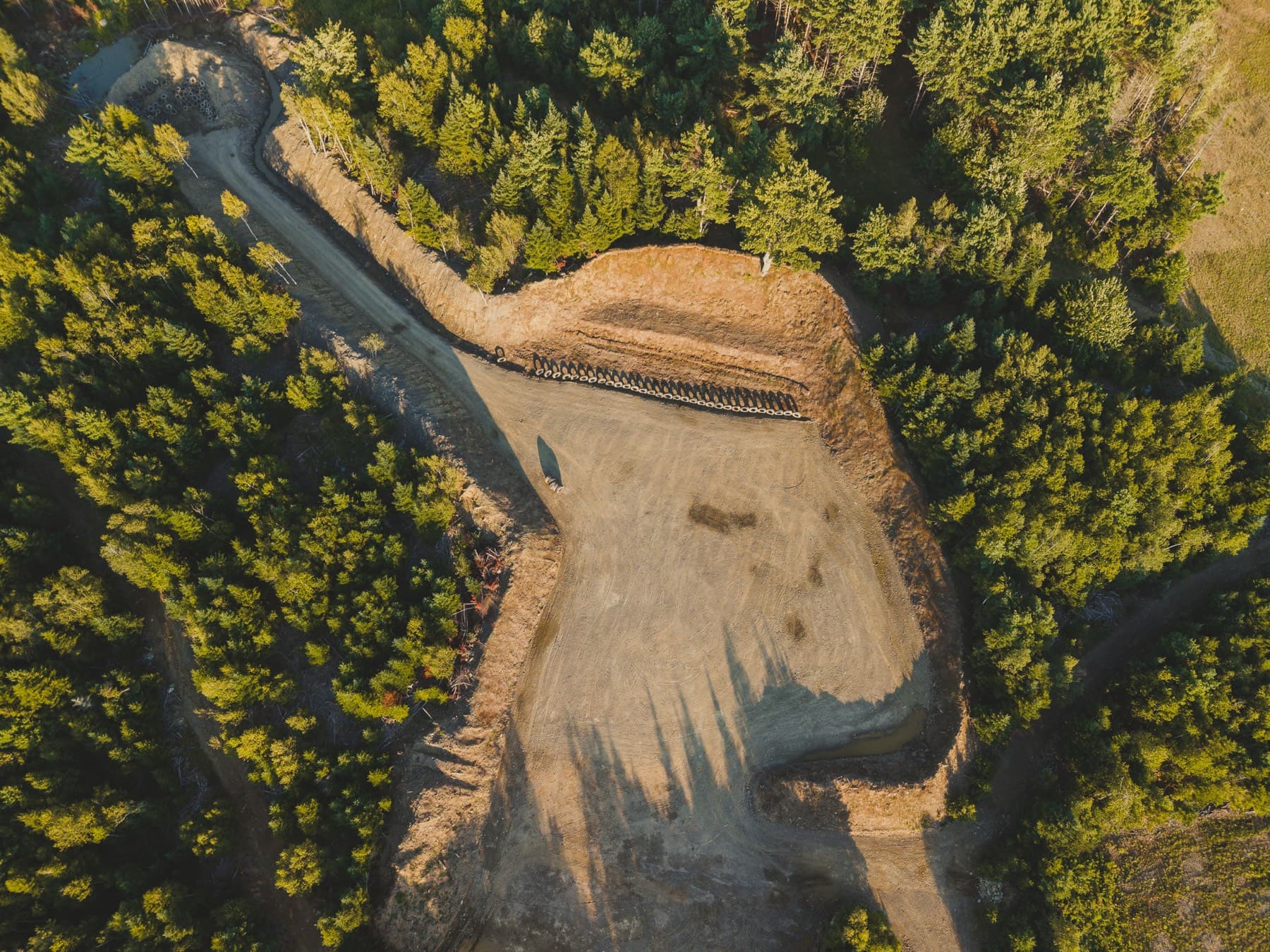 Overhead view of the NSSR range floor, access road and backstop, showing the layout available to visiting agencies.